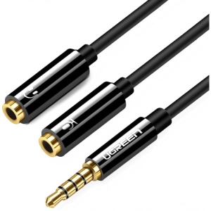 Кабель 3.5 мм -3.5 мм UGREEN AV141 3.5 mm Male to 2 x 3.5 mm Female Black (30620)