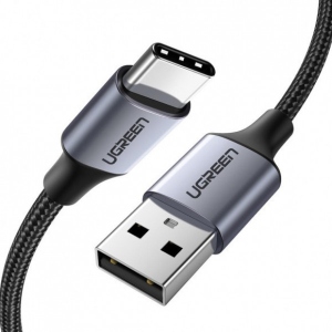 Кабель синхронізації даних UGREEN US288 USB-A 2.0 - USB Type-C Aluminium Braid, 1.5 m Black (60127)