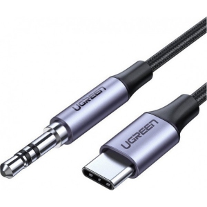 порівняти ціни на Кабель синхронізації даних UGREEN AV143 3.5 mm Male to USB Type-C Audio Cable Braided with Aluminum Shell, 1 m Gray (30633)