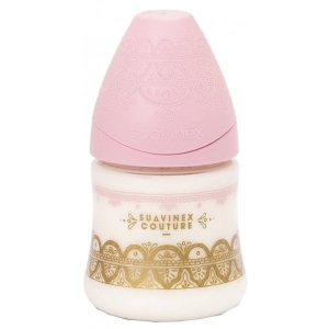 Пляшка для годування Suavinex 150 мл, кругла, Couture, рожева (304133)