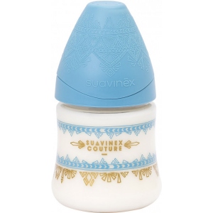 Пляшка для годування Suavinex 150 мл, кругла, Couture, блакитна (304127)