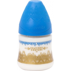 Пляшка для годування Suavinex 150 мл, кругла, Couture, темно-синя (304123)