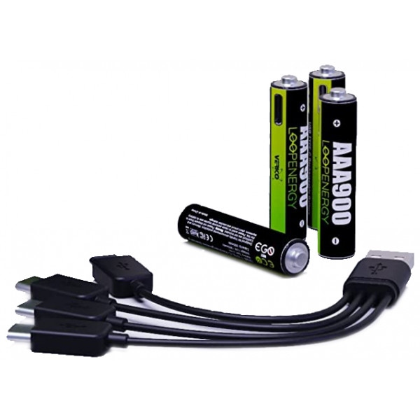 Акумулятор тип AAA Verico USB Type-C 600mAh Li-ion 4 шт. (1UDBT-A2WEBC-NN)
