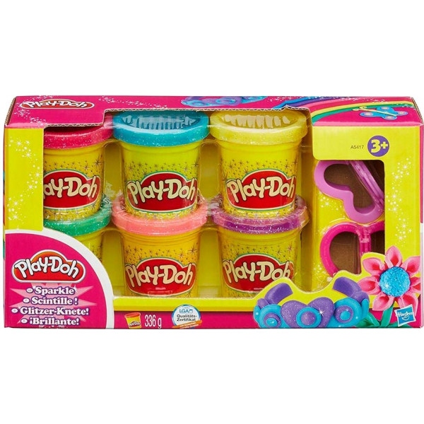 Матеріали Hasbro Play-Doh Набір пластиліну з 6 баночок з блискітками (A5417)