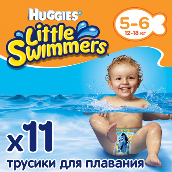 Одноразові підгузники-трусики для плавання Huggies Little Swimmers 5-6 (12-18 кг), 11 шт. (5029053538426)