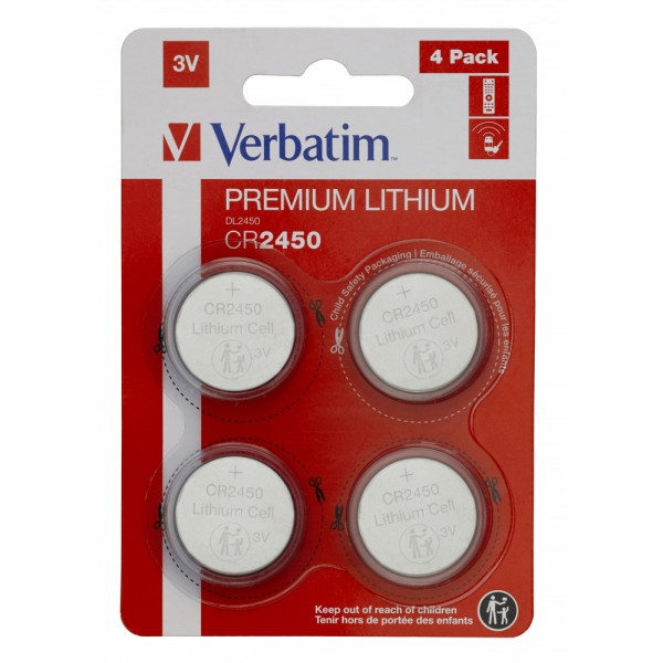 Батарейка Verbatim CR 2450 Lithium 3V 4 шт. (49535)