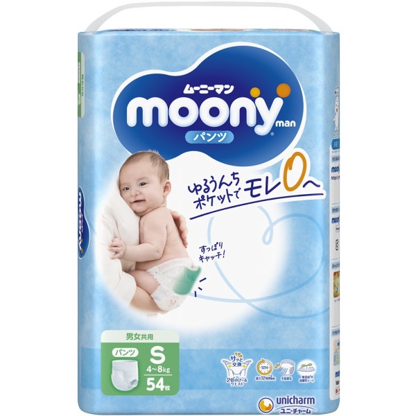 Одноразові підгузки-трусики Moony Розмір 2 (4-8 кг), 54 шт. (4903111137275)