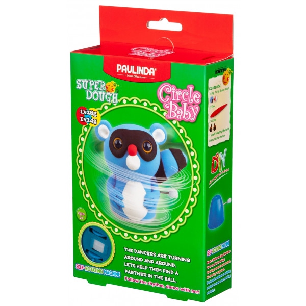 Маса для ліплення Paulinda Super Dough Circle Baby Єнот з заводним механізмом Синій (PL-081177-2)