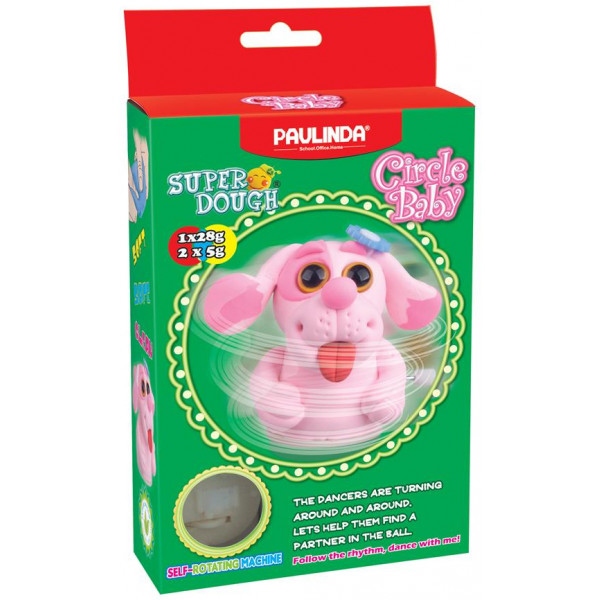 Маса для ліплення Paulinda Super Dough Circle Baby Собака з заводним механізмом Рожева (PL-081177-5)