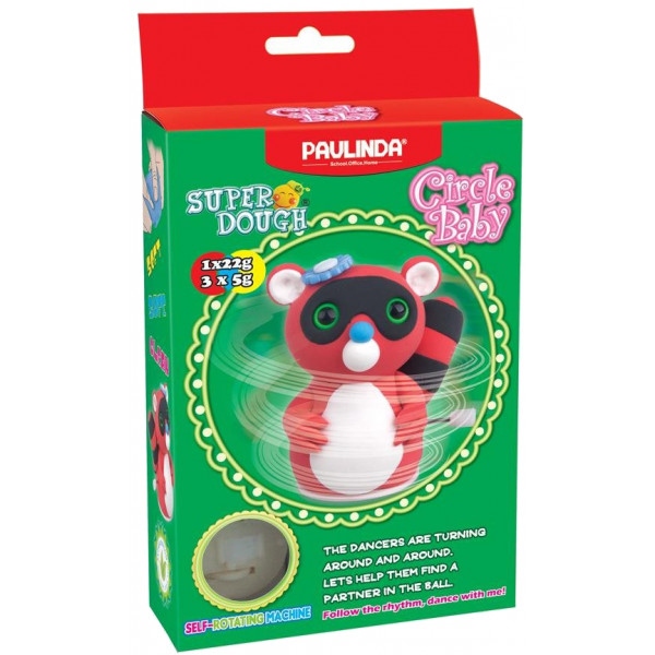 Маса для ліплення Paulinda Super Dough Circle Baby Єнот з заводним механізмом Червоний (PL-081177-1)