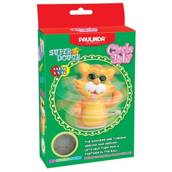Маса для ліплення Paulinda Super Dough Circle Baby Кот з заводним механізмом Помаранчевий (PL-081177-4)