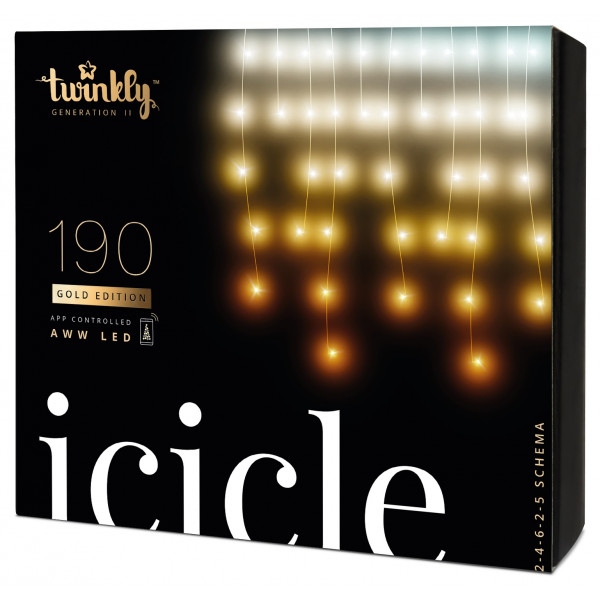 Гірлянда-штора Twinkly Icicle AWW 190, Gen II, IP44, 5м, прозорий (TWI190GOP-TEU)