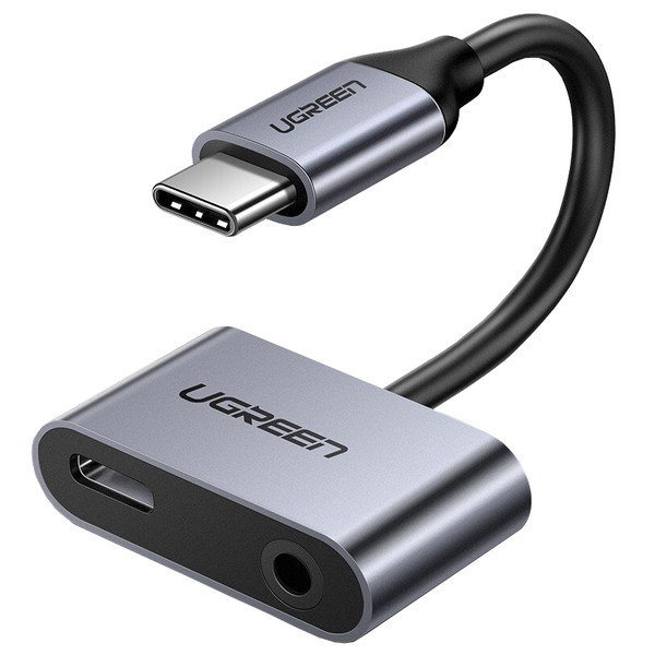 Перехідник аудіо UGREEN CM193 Hub Type-C M - 3.5mm F+Type-C F Adapter Gray (50596)