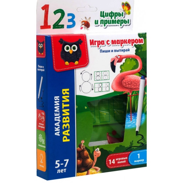 Настільна гра розвиваюча (5-7 років) Vladi Toys з маркером "Пиши і витирай. Цифри і приклади" VT5010-04 (укр) (VT5010-14)