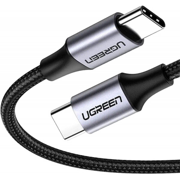 Кабель синхронізації даних UGREEN US261 USB Type-C to USB Type-C 60W Round 0.5m Black/Gray (50149)