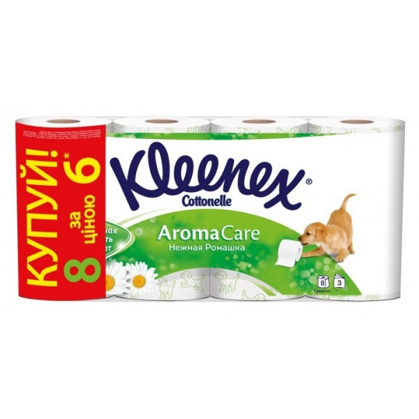 Туалетний папір Kleenex з ароматом Ромашки 6 + 2 шт. (5029053546933)