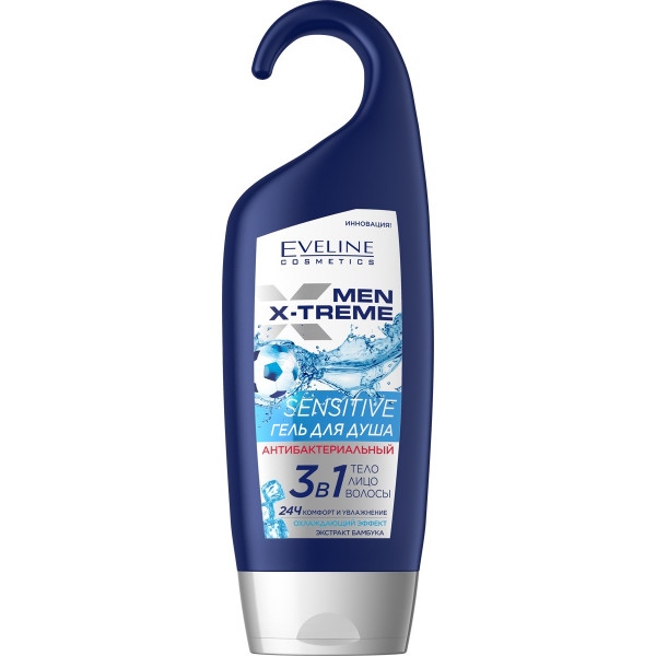 Гель для душа EVELINE Men X-treme антибактеріальний 3в1 Sensitive 250 мл (5903416011286)