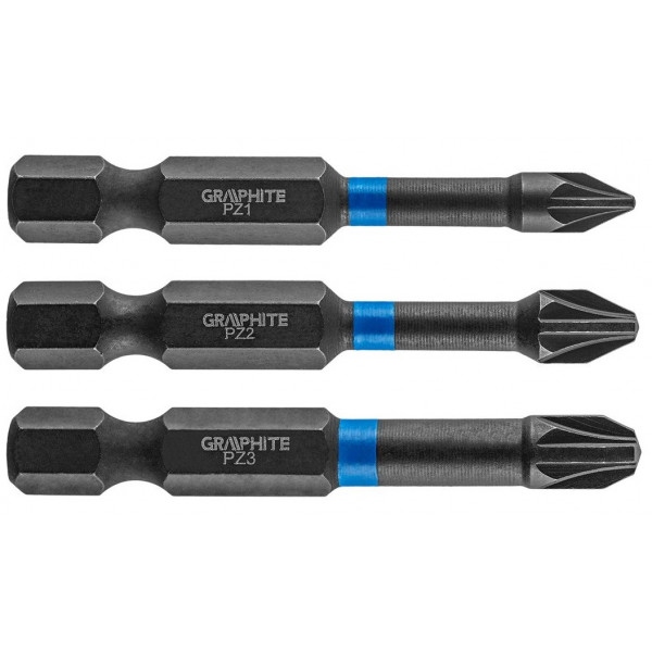 Біта для викрутки GRAPHITE PZ1/2/3x50 мм 3 шт. (56H542)