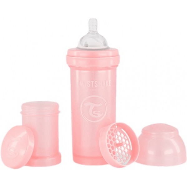Пляшка для годування Twistshake антиколікова із силіконовою соскою 260 мл Pearl Pink (78380)
