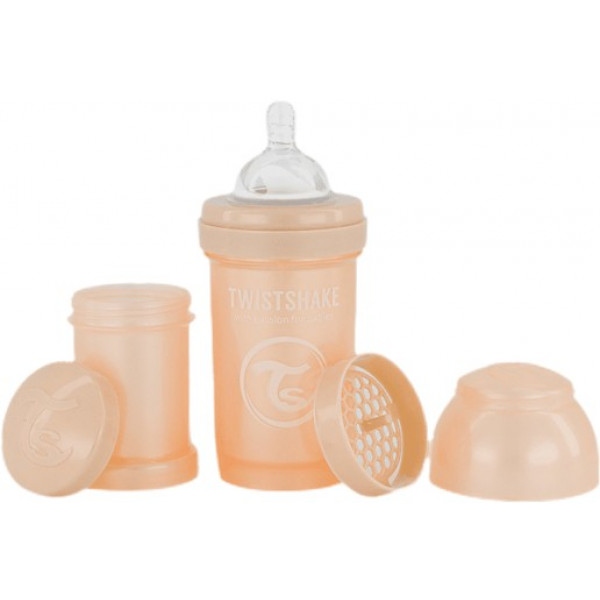 Пляшка для годування Twistshake антиколікова із силіконовою соскою 180 мл Pearl Champagne (78379)