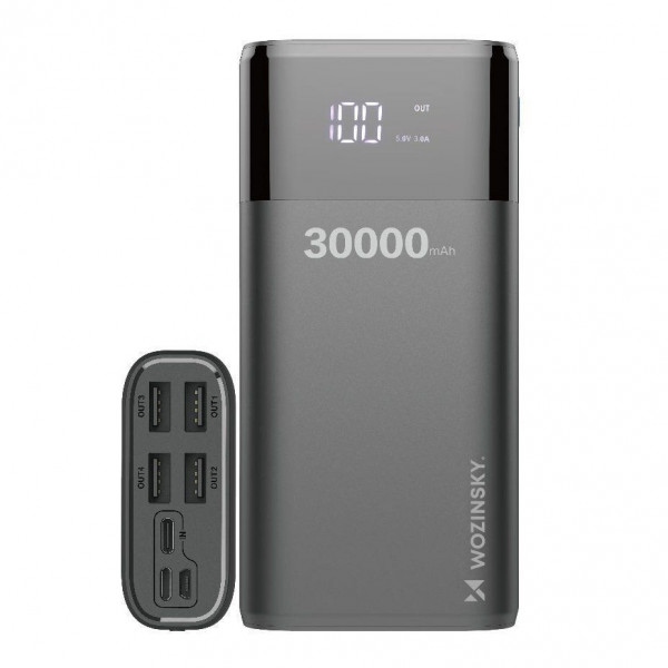 Батарея мобільна Wozinsky Powerbank 30.000mAh Back (WPB-001BK)