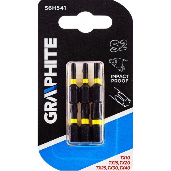 Біта для викрутки GRAPHITE TX10/15/20/25/30/40x25 мм 6 шт. (56H541)