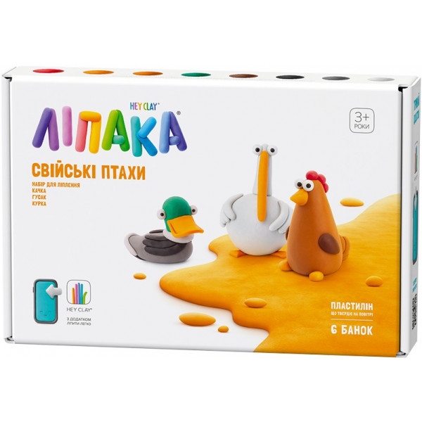 Маса для ліплення Ліпака СВІЙСЬКІ ПТАХИ: КАЧКА, ГУСАК, КУРКА (60039-UA01)