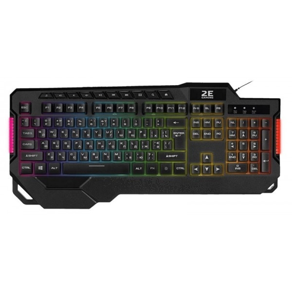 Клавіатура дротова ігрова 2E KG340 LED USB Black Ukr (2E-KG340UBK)