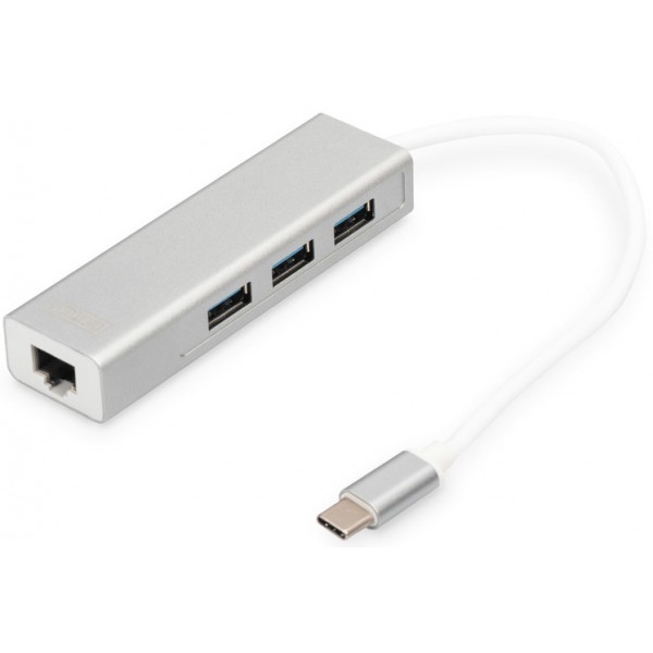 Хаб USB Digitus USB-C - USB 3.0 3 Port Hub+Gigabit Ethernet (DA-70255)