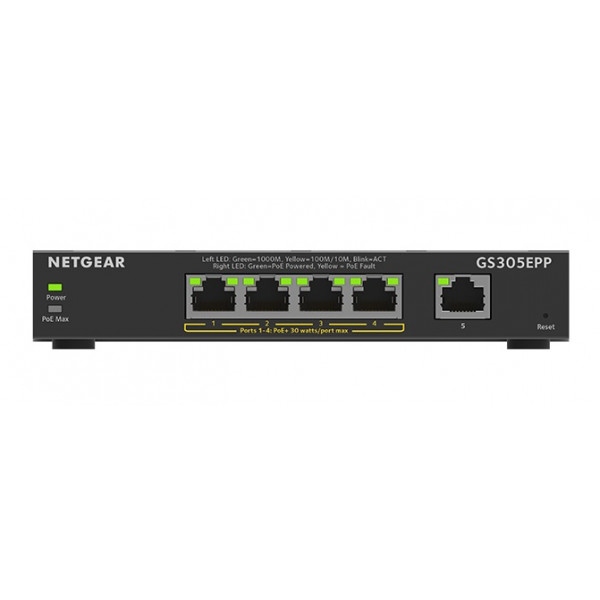Коммутатор локальної мережі (Switch) Netgear GS305EPP 4xGE PoE+ (120W), 1xGE