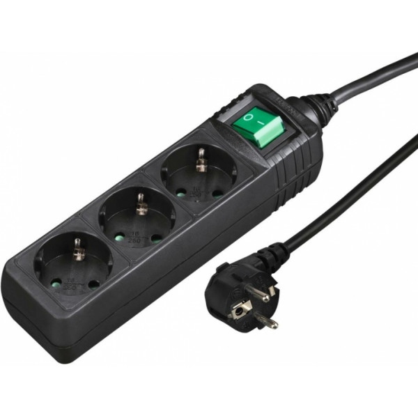 Мережевий фільтр Hama 3xSchuko 3Gx1.5 мм 3 м Black (00121906)