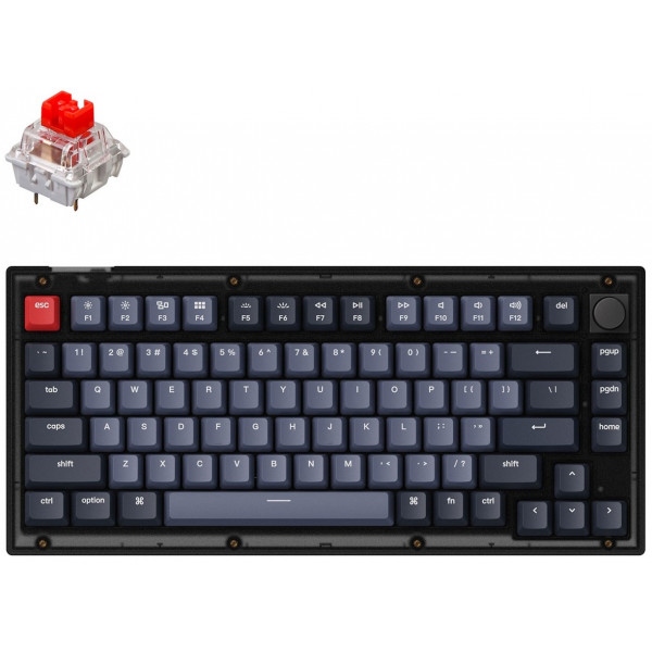 Клавіатура бездротова Keychron V1 QMK Gateron G PRO Red Hot-Swap RGB Knob Frosted Black