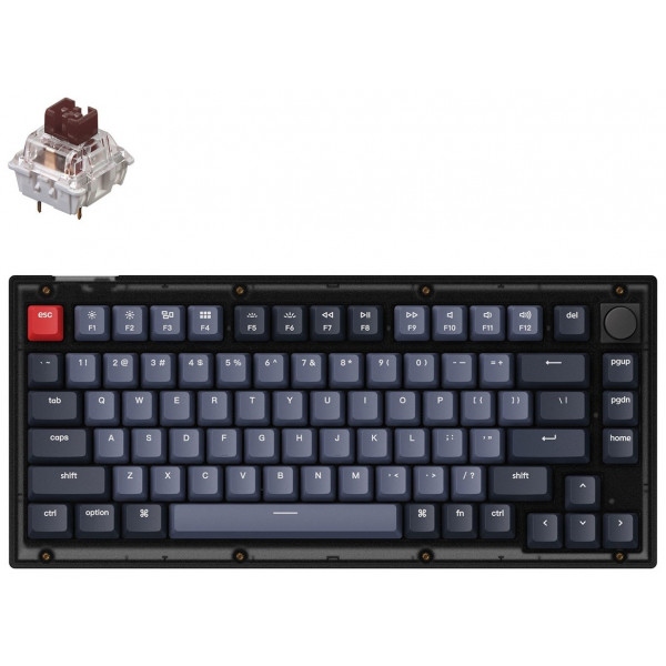 Клавіатура бездротова Keychron V1 QMK Gateron G PRO Brown Hot-Swap RGB Knob Frosted Black