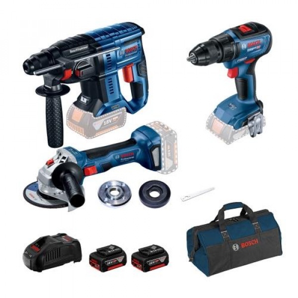 Набір електроінструментів Bosch GBH 180-LI + GSR 18V-50 + GWS 180-LI (0.615.990.M32)