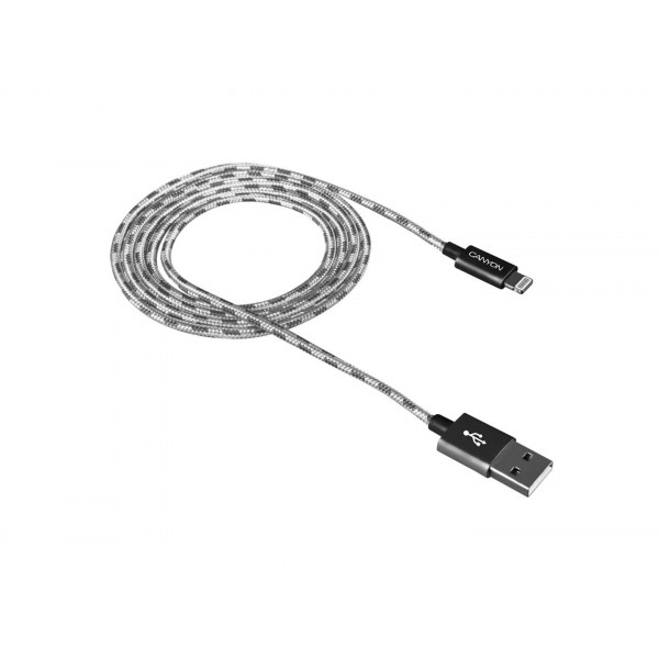 Кабель синхронізації даних Canyon Lightning USB for Apple 1m Dark Gray (CNE-CFI3DG)