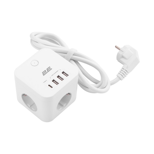 Мережевий фільтр 2E 4XSchuko 3xUSB-A 1xUSB-C 1.5м White (2E-ADC331WH)