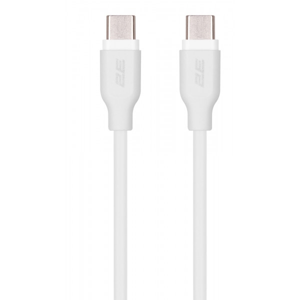 Кабель синхронізації даних 2E USB-C - USB-C Glow 60W 1 m White (2E-CCCC-WH)