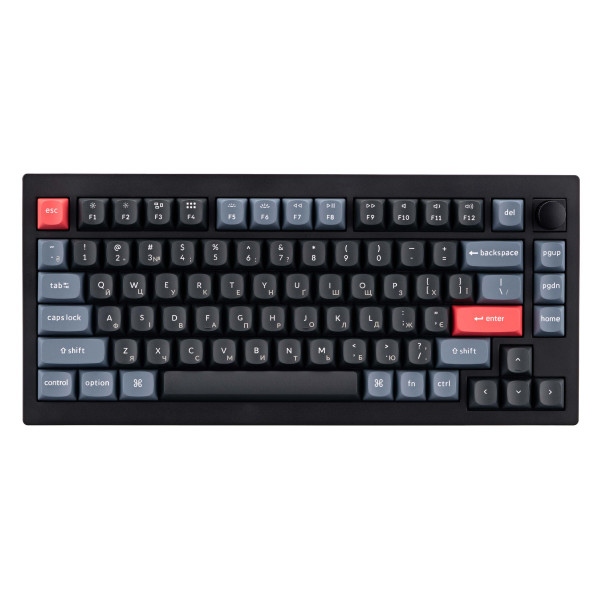 Клавіатура дротова ігрова Keychron V1 QMK Gateron G PRO Brown Hot-Swap RGB Knob Carbon Black