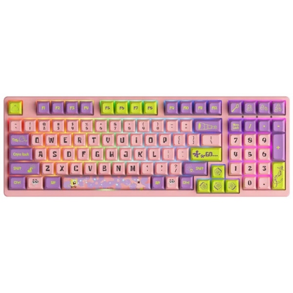 Клавіатура дротова Akko 3098S Patrick CS Sponge, USB-A, Hot-swappable, EN/UKR, RGB Pink (6925758613910)