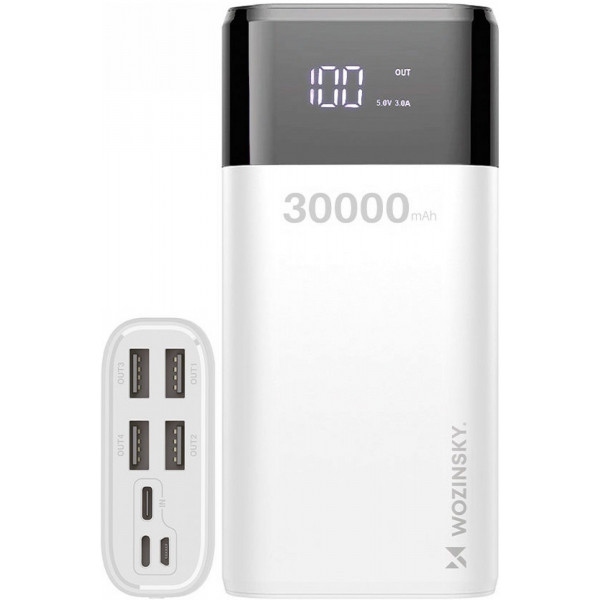 Батарея мобільна Wozinsky Powerbank 30.000mAh White (WPB-001WE)