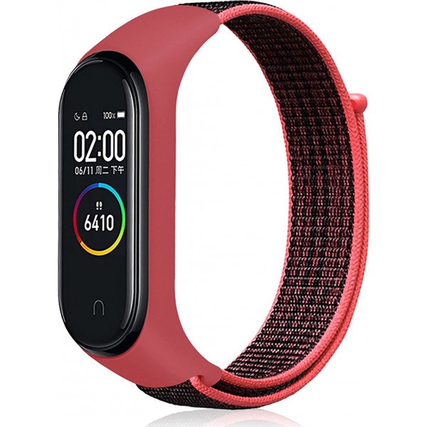 Ремінець для фітнес-браслету BeCover Nylon Style for Xiaomi Mi Smart Band 5 Black/Red (705416)