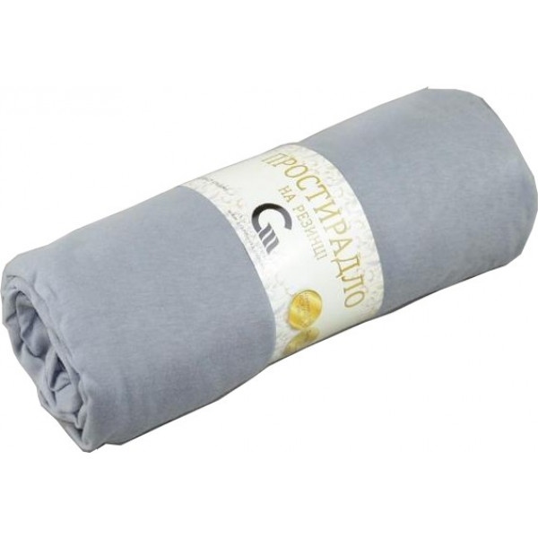 Простирадло двоспальне GM Textile на гумці сіре 200х200х25
