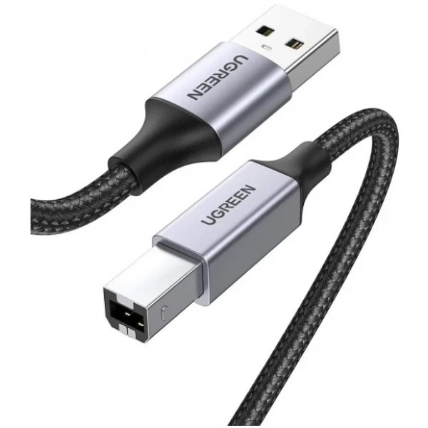 Кабель USB Type-A - USB Type-A UGREEN US369 USB-A 2.0 - USB-B 2.0 Cable Braided 1.5m Black (80802)