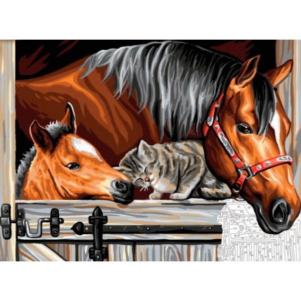 Картина за номерами Sequin Art Painting by Numbers Senior Тріо в стайні (SA1523)