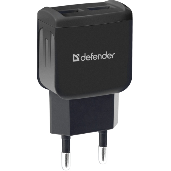 Мережевий зарядний пристрій Defender EPA-13 2xUSB 5V/2.1A Black (83840)