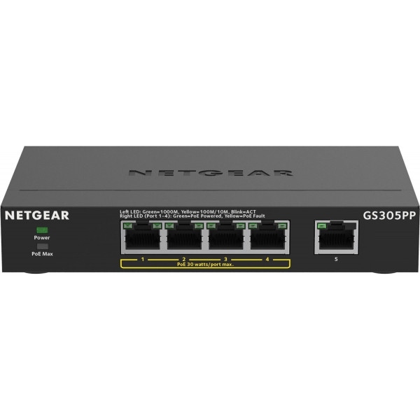 Коммутатор локальної мережі (Switch) Netgear GS305EP 4xGE PoE+, 1xGE