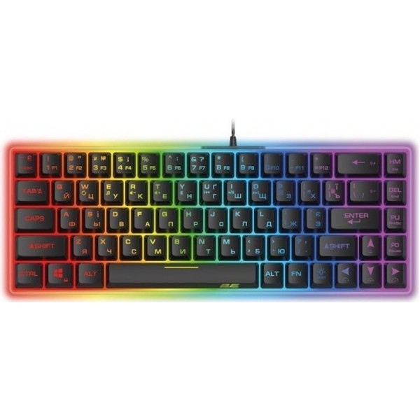 Клавіатура дротова ігрова 2E KG345 Gaming RGB USB Transparent (2E-KG345TR)