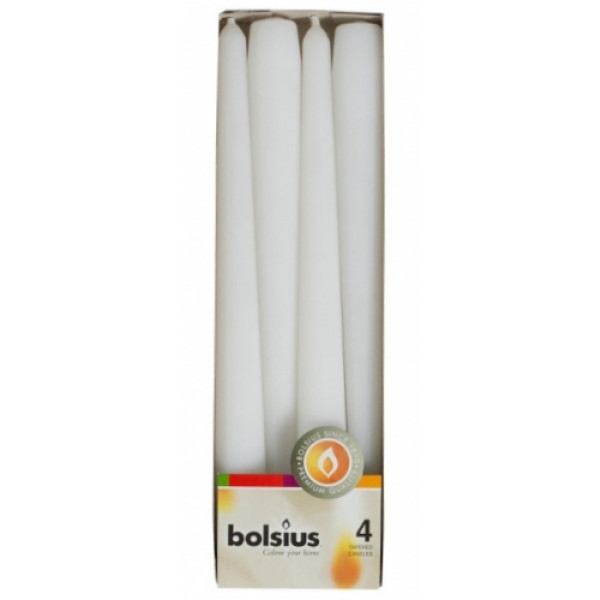 Свічка конусна Bolsius Біла 245/24, 4шт