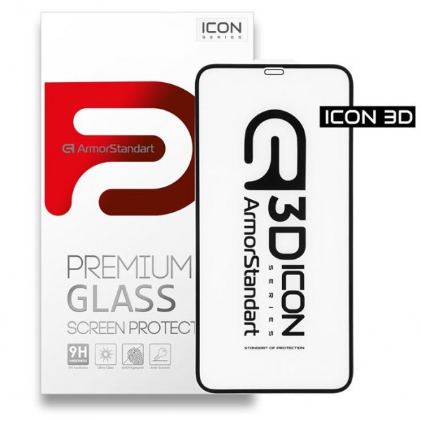 Захисне скло для смартфону Armorstandart for Apple iPhone 12/12 Pro Black 0.33mm 3D (ARM57192)