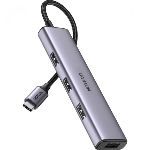 Хаб USB UGREEN CM473 4-port 1м USB 2.0 Gray (20841)